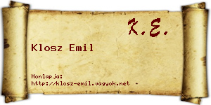 Klosz Emil névjegykártya